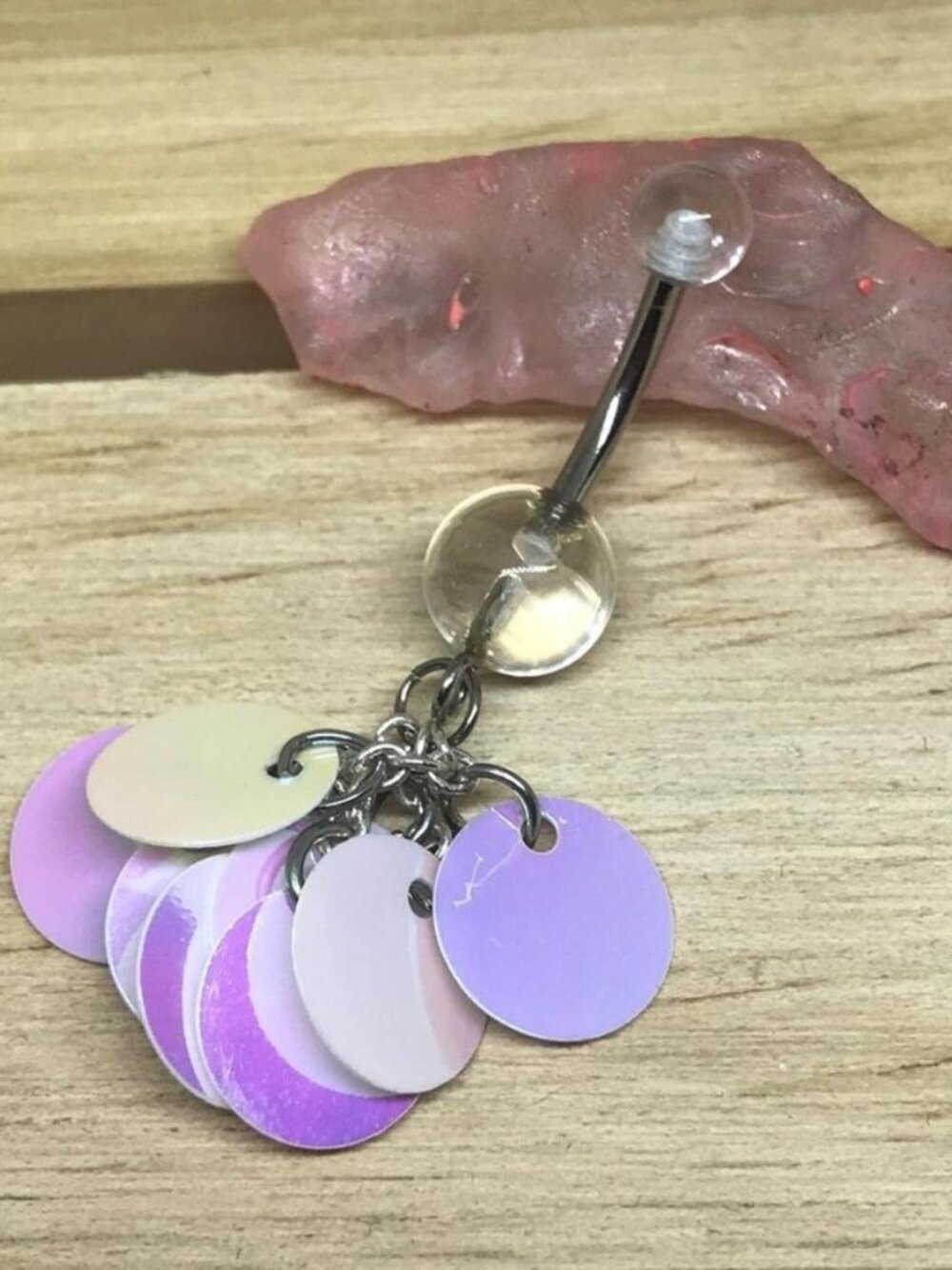 SEAQUIN DANGLE BELLY BUTTON RING NAVEL RING PIERCING NEW 14G